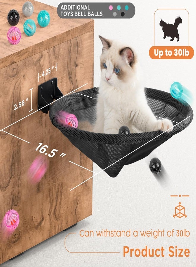 JUNSPOW Cat Hammock Wall Mounted, Foldable & Stable Cat Beds- Breathable Cat Wall Shelves for Sleeping, Playing, Climbing, and Lounging - Maximum Hold Up to 30lb (Black) - Image 4