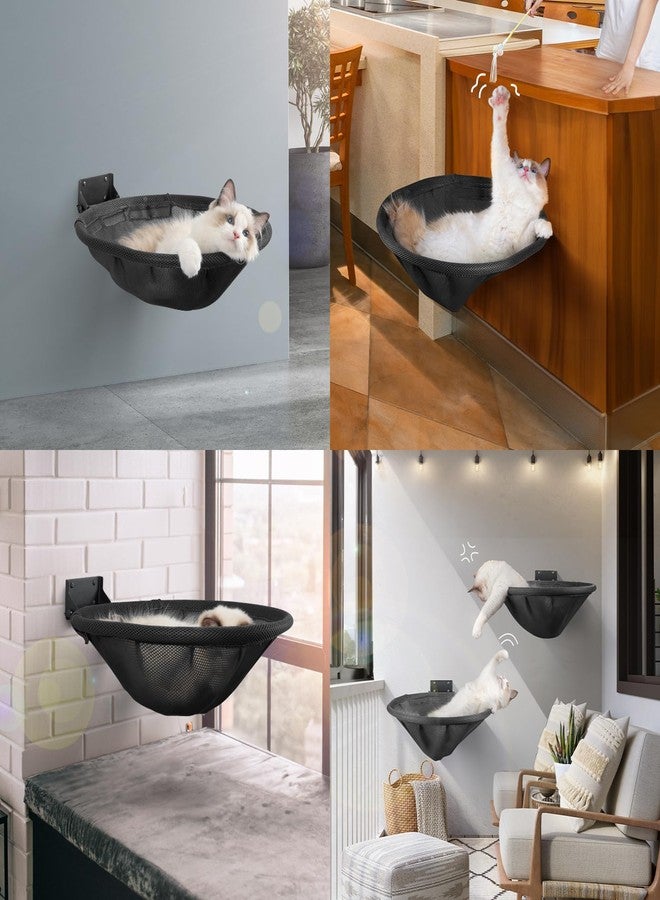 JUNSPOW Cat Hammock Wall Mounted, Foldable & Stable Cat Beds- Breathable Cat Wall Shelves for Sleeping, Playing, Climbing, and Lounging - Maximum Hold Up to 30lb (Black) - Image 5