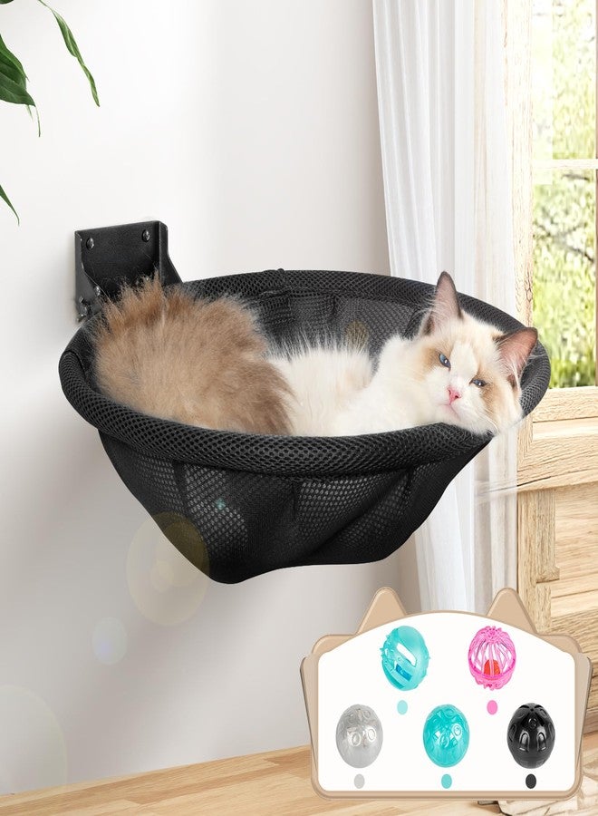 JUNSPOW Cat Hammock Wall Mounted, Foldable & Stable Cat Beds- Breathable Cat Wall Shelves for Sleeping, Playing, Climbing, and Lounging - Maximum Hold Up to 30lb (Black) - Image 1