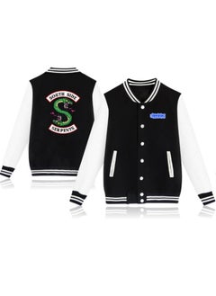 Fashion Serpents Printing Baseball Coat, Comfortable Varsity College Jacket, Fashion Unisex Jacket, Lightweight Bomber Jacket, Snap Button, Rib Knit Cuff