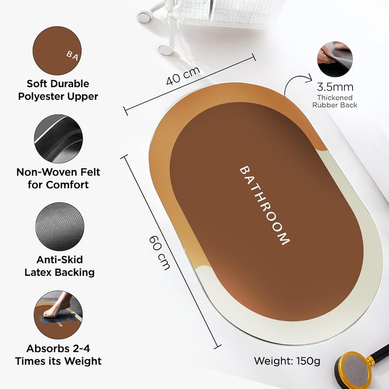 UMAI Polyester Non-Woven Felt Bathroom Mat(40 * 60cm) Bath Mat | Anti Skid Mat for Bathroom Floor | Bathroom Accessories | Bathroom Mats Water Soak | Non Slip Mat for Bathroom | Floor Mat (Brown) - Image 4