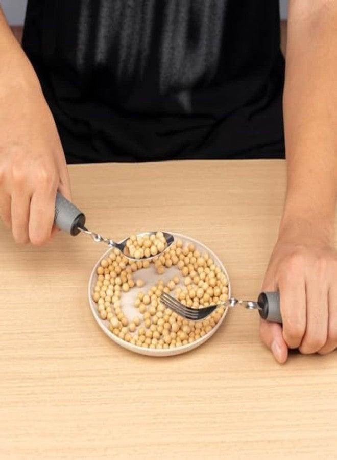 MEDITROVE Adaptive Utensils Elderly Right Handed Anti Shake Eating Utensils Self-feeding Learning Bendable Easy-to-Grip Handles (Bent Fork) - Image 3