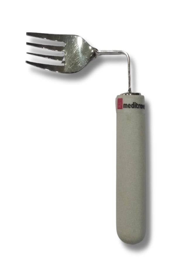 MEDITROVE Adaptive Utensils Elderly Right Handed Anti Shake Eating Utensils Self-feeding Learning Bendable Easy-to-Grip Handles (Bent Fork) - Image 1