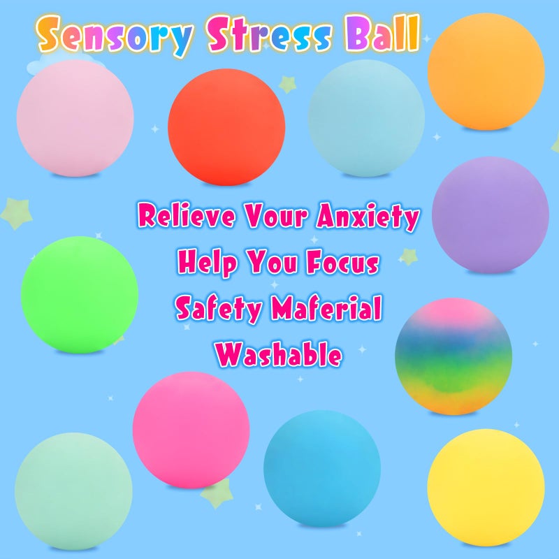 Siwarm 24 Pack Stress Balls, Stretchy Squishy Ball Fidget Toys for Kids Adults Stress Relief, Squeeze Ball Sensory Toys for Party Favors Classroom Prizes Easter Gifts Toys Basket Stuffers - Image 4