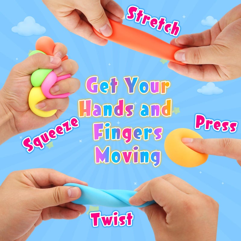 Siwarm 24 Pack Stress Balls, Stretchy Squishy Ball Fidget Toys for Kids Adults Stress Relief, Squeeze Ball Sensory Toys for Party Favors Classroom Prizes Easter Gifts Toys Basket Stuffers - Image 3