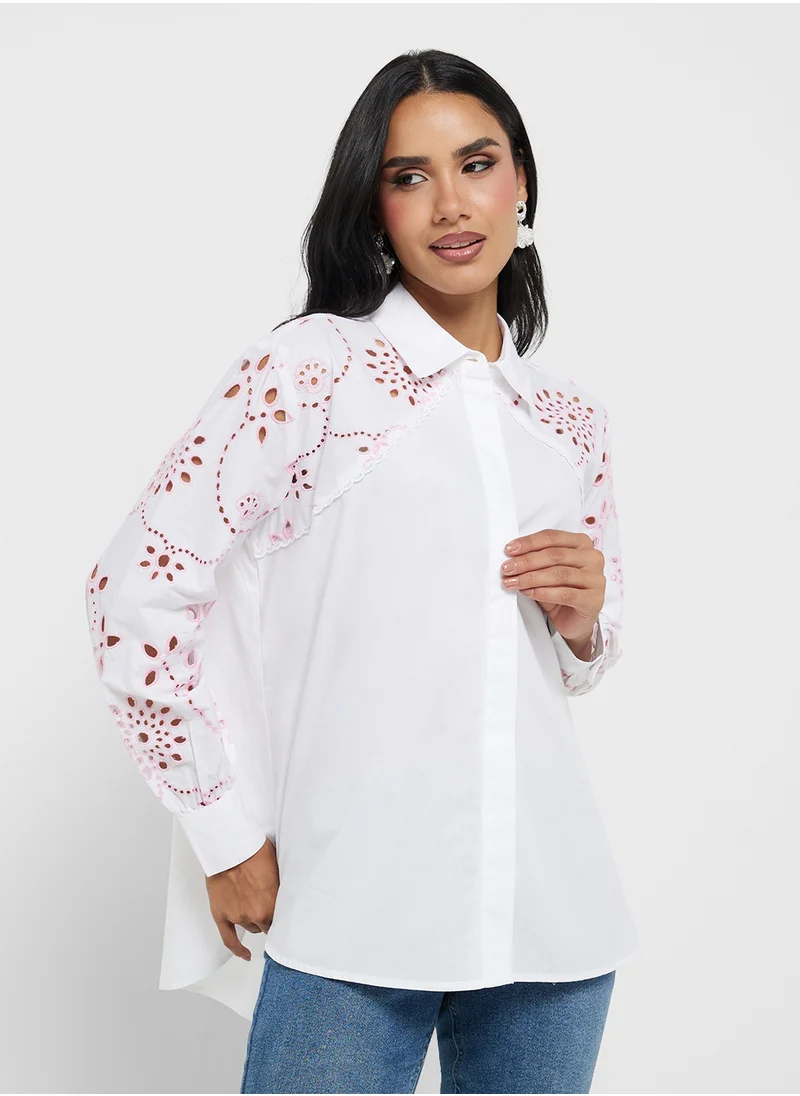 فرنش كونكشن Cambria Cotton Embroidered Top