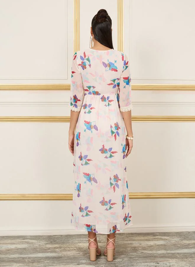 Styli Floral Chiffon Dress