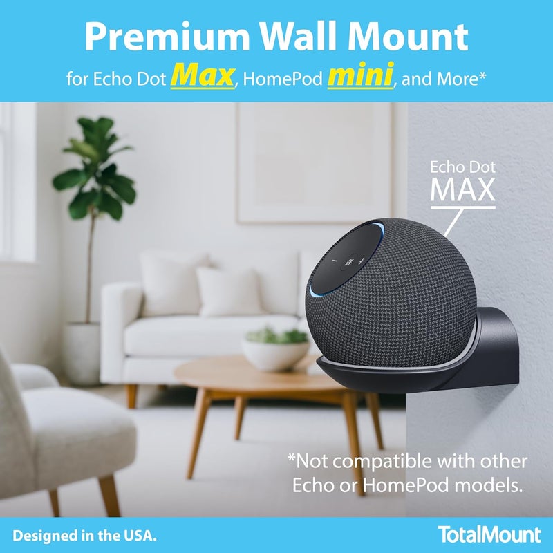 TotalMount – حامل جداري عالي الجودة لأجهزة Echo Dot MAX، HomePod Mini، وغيرها (سهولة التركيب، وسادة ناعمة، وتثبيت محكم). - Image 2
