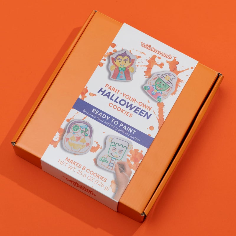 WANDERCRUMB | Halloween Cookie Decorating Kits | 8 Jumbo cookies + 8 edible color palletes + brushes - Halloween Gifts for Kids, Kids Cookie Decorating Kit, Paint Your Own Sugar Cookie Individually Wrapped - Image 5