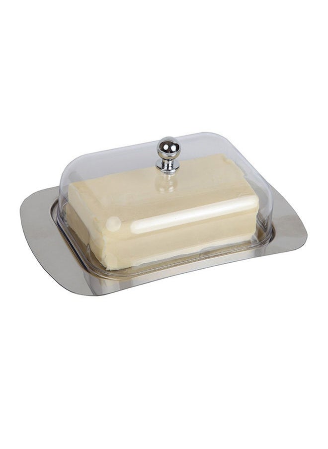 NIBEMINENT Butter Dish With Acrylic Lid Silver 18centimeter  - Image 2
