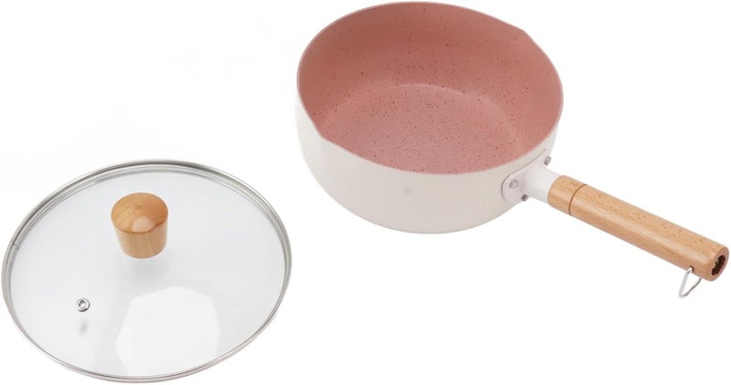 Qinlorgo Non Stick Saucepan, 1.5 Qt Small Stock Pot, Ergonomic Handle Pot with Tempered Glass Lid, Ideal for Cooking Ramen Soup Sauce, Induction Compatible Dishwasher Safe, 22cm (20cm) - Image 1