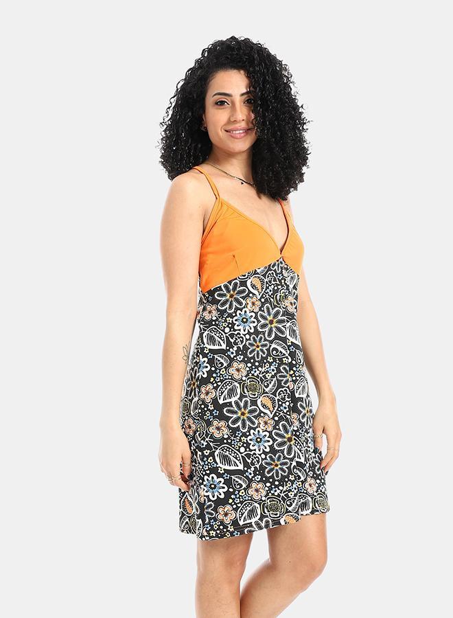 kady Orange Sleepshirt With Floral Print - Image 2