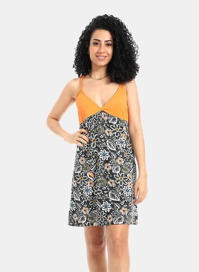 kady Orange Sleepshirt With Floral Print - Image 1