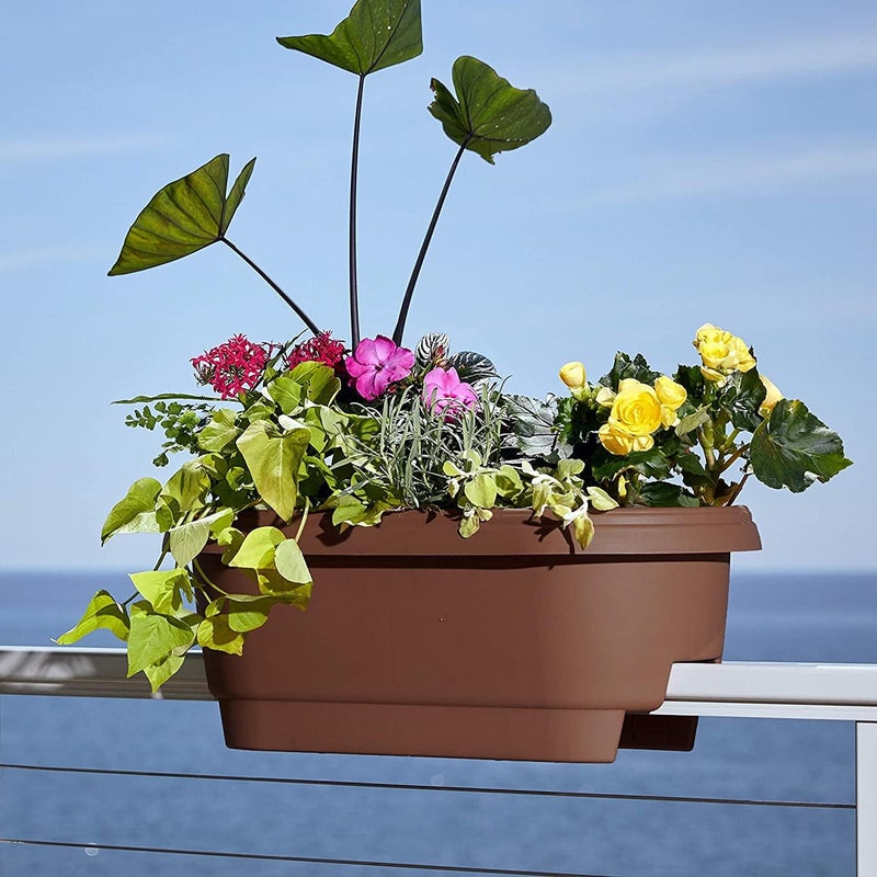 Bloem Deck Rail Planter, Balcony, Deck Balcony Rail Planter 24" Chocolate Brown 2-Pack - Image 3