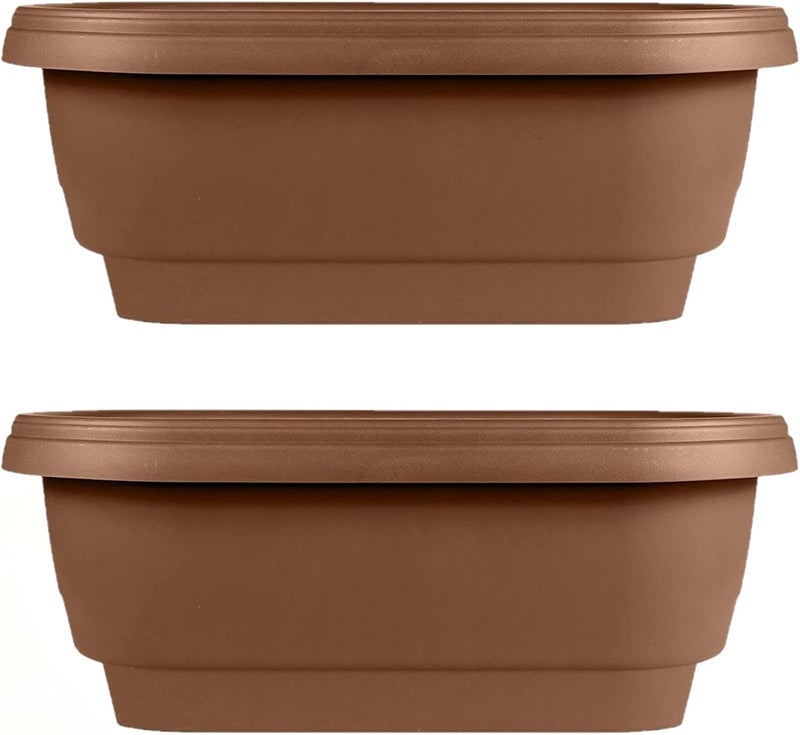Bloem Deck Rail Planter, Balcony, Deck Balcony Rail Planter 24" Chocolate Brown 2-Pack - Image 1