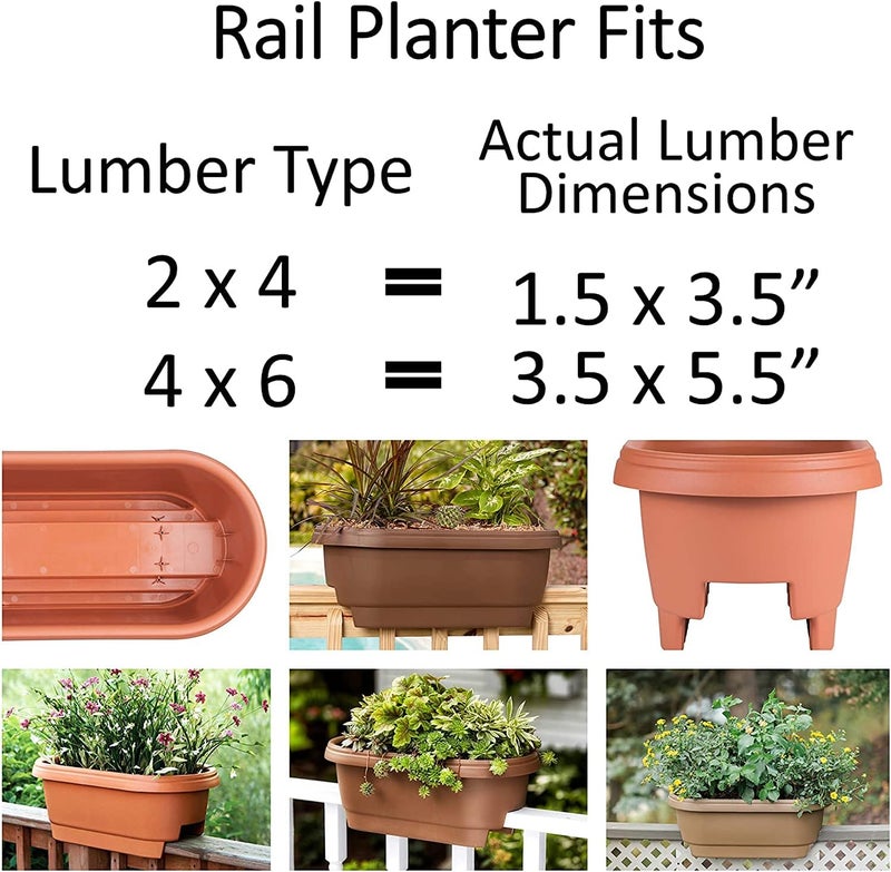 Bloem Deck Rail Planter, Balcony, Deck Balcony Rail Planter 24" Chocolate Brown 2-Pack - Image 4