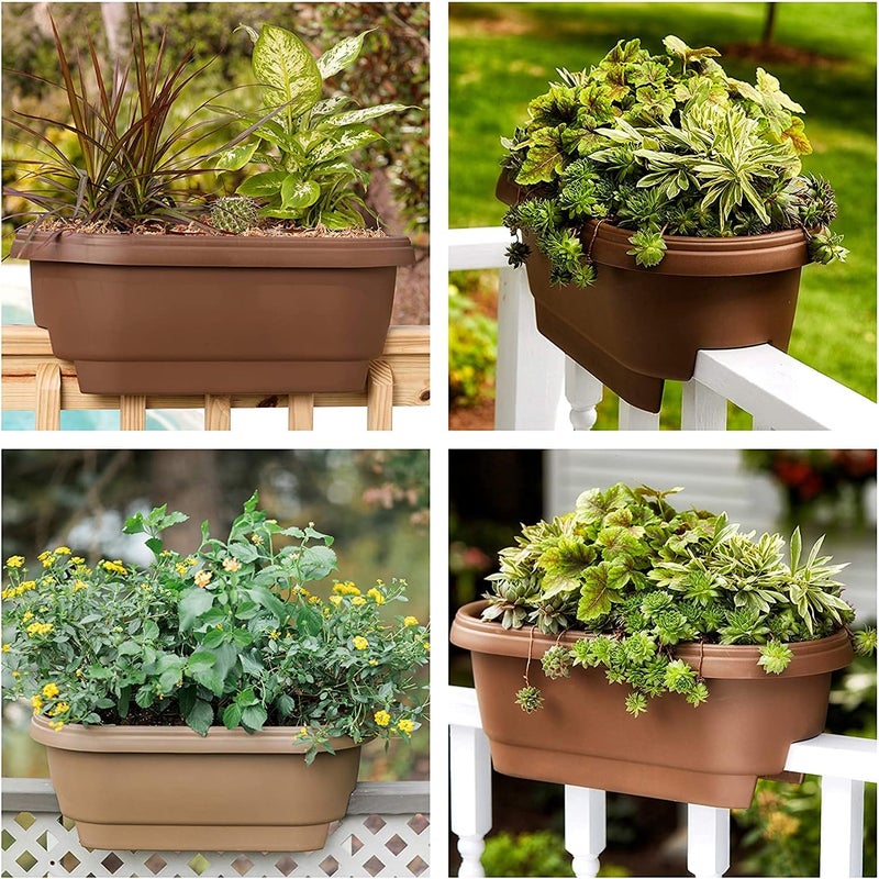 Bloem Deck Rail Planter, Balcony, Deck Balcony Rail Planter 24" Chocolate Brown 2-Pack - Image 2