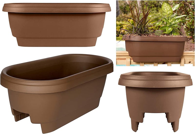 Bloem Deck Rail Planter, Balcony, Deck Balcony Rail Planter 24" Chocolate Brown 2-Pack - Image 5