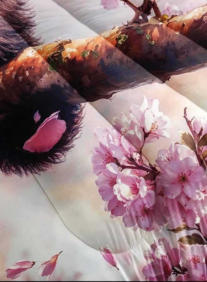 XYNHML Kawaii Black White Panda Theme Comforter 3Pcs Twin Wild Animal Cherry Blossom Bedding Set for Kid Teen Girl Boy Adult Flowers Branches Bear Quilt Bed Decor with 1 Comforter and 2 Pillowcases - Image 5
