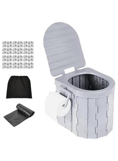 HOOKOR Durku Portable Toilet,Foldable Portable Toilet for Adults with Toilet Paper Holder and Carry Bag,Camping Tall Toilets with Lid for Adults and Kids for Travel,Hiking,Camping (Grey)  - Image 1