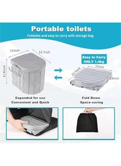HOOKOR Durku Portable Toilet,Foldable Portable Toilet for Adults with Toilet Paper Holder and Carry Bag,Camping Tall Toilets with Lid for Adults and Kids for Travel,Hiking,Camping (Grey)  - Image 2