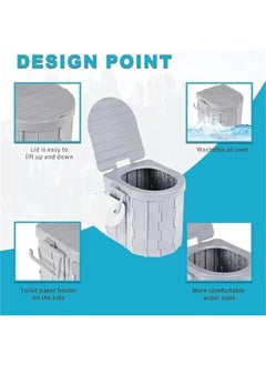 HOOKOR Durku Portable Toilet,Foldable Portable Toilet for Adults with Toilet Paper Holder and Carry Bag,Camping Tall Toilets with Lid for Adults and Kids for Travel,Hiking,Camping (Grey)  - Image 4