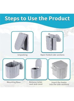 HOOKOR Durku Portable Toilet,Foldable Portable Toilet for Adults with Toilet Paper Holder and Carry Bag,Camping Tall Toilets with Lid for Adults and Kids for Travel,Hiking,Camping (Grey)  - Image 5