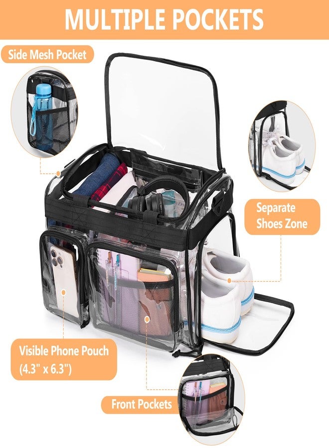 Yarwo Clear Bag Stadium Approved with Shoe Compartment, Collapsible Clear Sports Duffle Tote Bag with Adjustable Strap for Travel Work Concerts Baseball Golf Football Basketball Stadium Events - Image 4