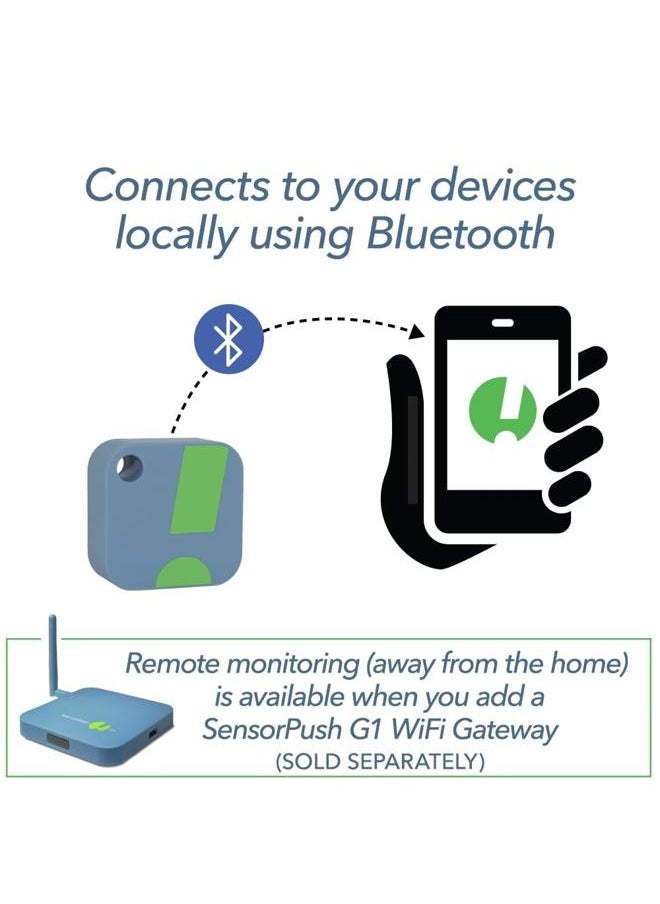 HTP.xw Smart Temperature Sensor & Humidity Sensor - Bluetooth Thermometer, Barometer, & Hygrometer with App Monitoring - Premium Barometric Pressure Gauge, Temperature and Humidity Monitor