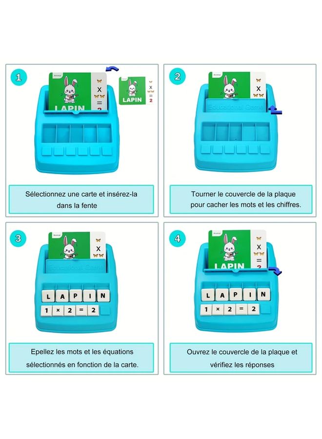 لعبة بطاقات الكلمات الفرنسية التعليمية 2 في 1 - لعبة مطابقة الحروف والرياضيات هدية تعليمية للتهجئة والعد للأطفال من عمر 3 سنوات فما فوق - Image 3
