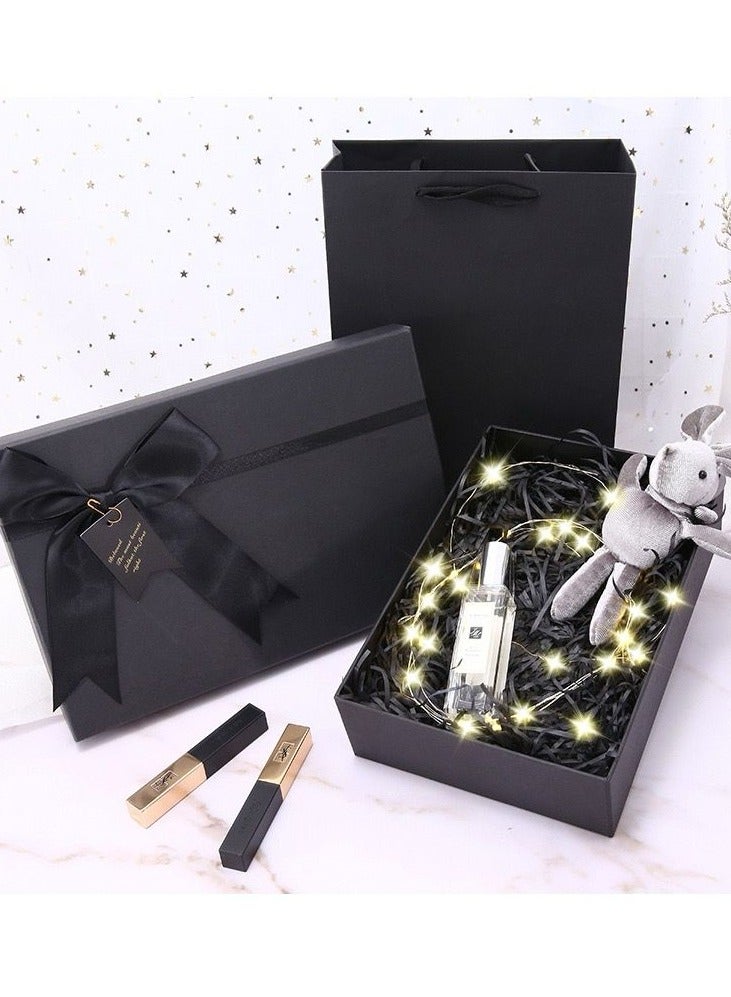 Gift Box Empty Black Color 20 * 18 * 8cm with Paper bag for New Year Ramadan Wedding Eid Birthday Groomsman Father's Day Presents Display and Packing - Image 2