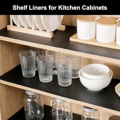 Porslin Shelf Liner for Kitchen Shelves - 45cm x 5m Non-Adhesive EVA Waterproof Cabinet Liners, Anti-Slip Drawer Mats for Wardrobe, Cupboard, Dresser Roll - Easy to Cut, Protects Shelves - SL07 - Image 2