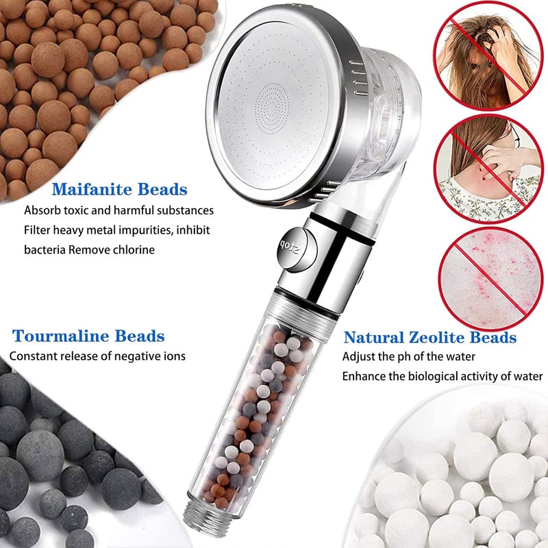 PUJANE High Pressure Shower Head with Negative Ionic Balls to Soften Hard Water and Help Reduces Hair Loss, Large Rainfall SPA Water Saving, Filtered Hand Held Shower Head Remove Chlorine - Image 5