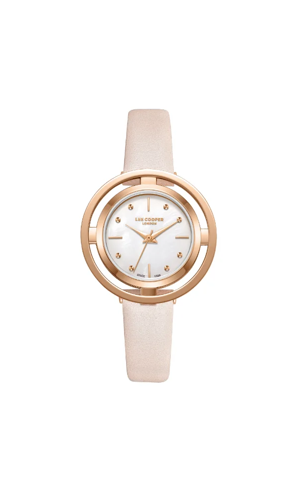 لي كوبر Women's Analog Display Watch With Light Brown Leather Strap - LC08034.424