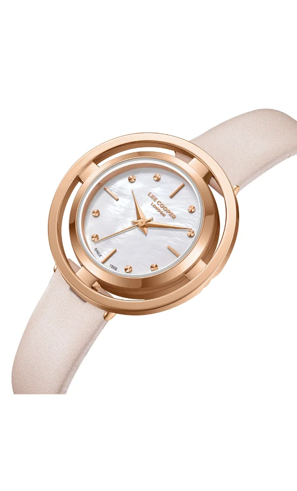 لي كوبر Women's Analog Display Watch With Light Brown Leather Strap - LC08034.424
