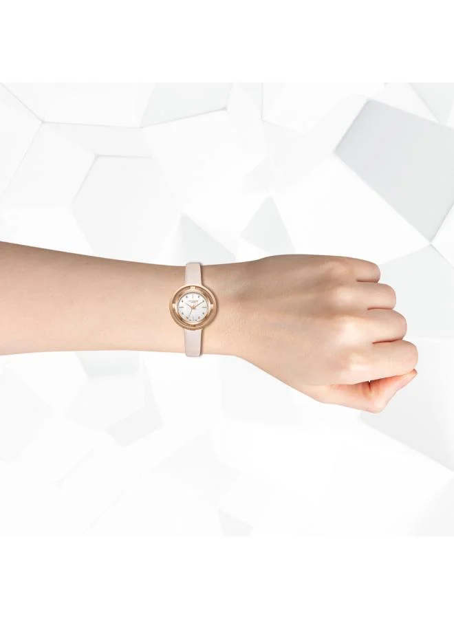 لي كوبر Women's Analog Display Watch With Light Brown Leather Strap - LC08034.424