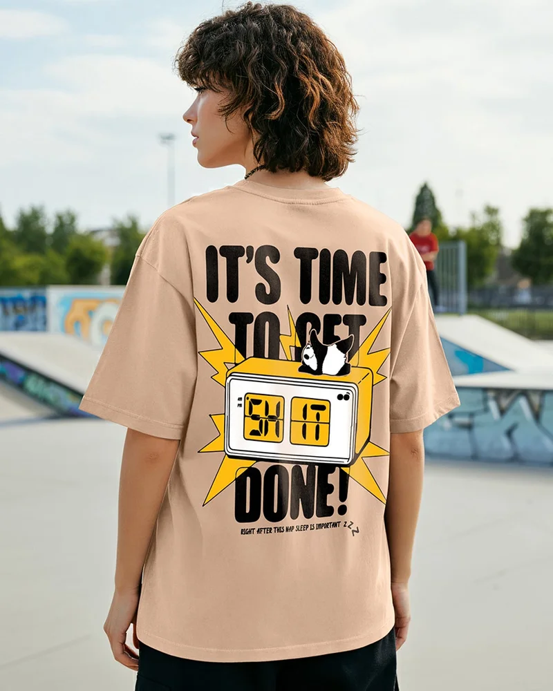 bewakoof Women's Brown Graphic Printed Oversized T-shirt