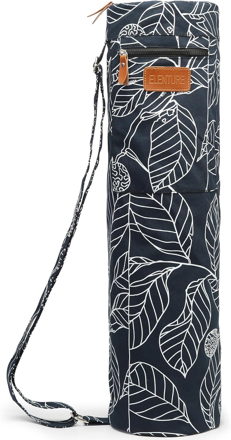 ELENTURE Canvas Yoga Mat Bag with Adjustable Strap & Pockets, Full-Zip Travel Gym Tote for Women & Men, Fits 1/4" & 1/3" Thick Mats, Lightweight Carrier for Yoga, Workout, Outdoor Use - Image 1