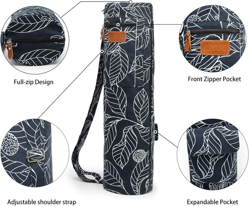 ELENTURE Canvas Yoga Mat Bag with Adjustable Strap & Pockets, Full-Zip Travel Gym Tote for Women & Men, Fits 1/4" & 1/3" Thick Mats, Lightweight Carrier for Yoga, Workout, Outdoor Use - Image 4
