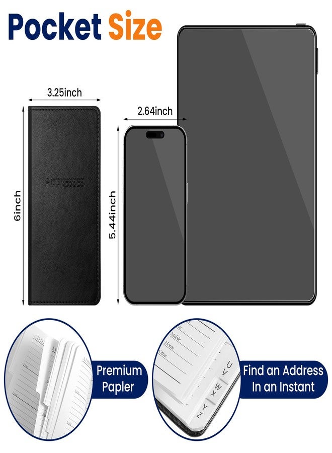 Dinifee Leather Pocket Address Book with Alphabetical Tabs Small Address Book 6 x 3.25 Inch for Phone Numbers Website Logins, 520 Entries - Image 3