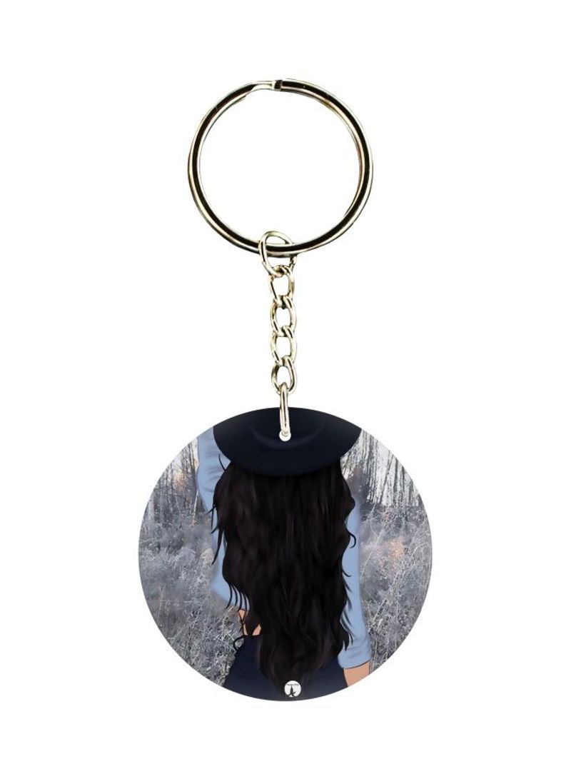 Girl Printed Double Sided Keychain