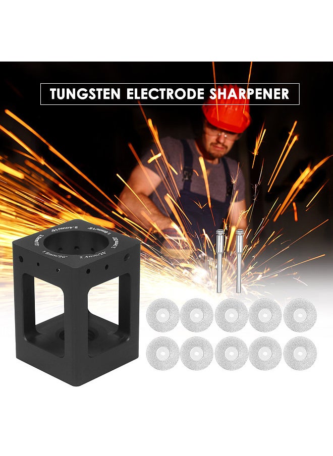 Generic - Tungsten Electrode Sharpener Tungsten Needles Tungsten Rods Grinder Aluminum TIG Welding Tungsten Electrodes Sharpen Tool with 10 Diamond Wheels 2 Mandrels Storage Pouch - Image 1
