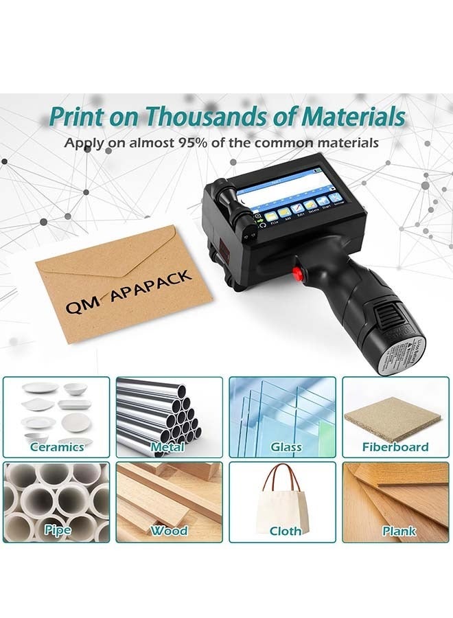 Handheld Inkjet Printer for Any Surface for QRCode Barcode Production Date Time Logo Batch Number Print On Glass Bag Carton Box Wood Cloth Plastic Cable (28 Languages)  - Image 3