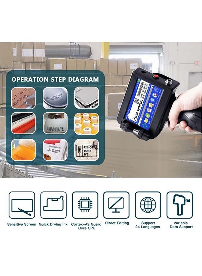 Handheld Inkjet Printer for Any Surface for QRCode Barcode Production Date Time Logo Batch Number Print On Glass Bag Carton Box Wood Cloth Plastic Cable (28 Languages)  - Image 5