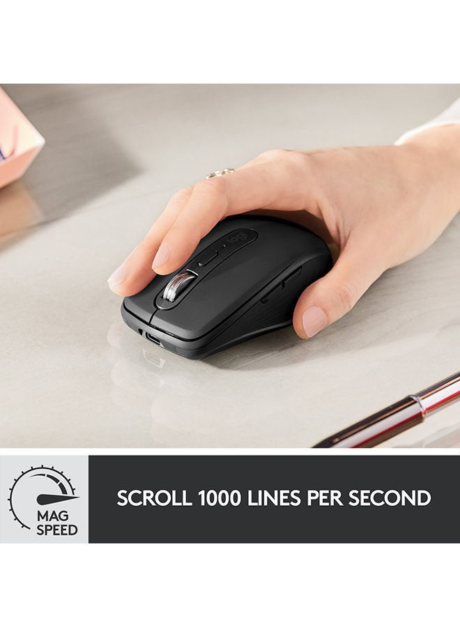 Logitech MX Anywhere 3 Compact Performance Mouse – Wireless, Magnetic Scrolling, Ergonomic, 4000DPI Sensor, Custom Buttons, USB-C, Bluetooth, Windows PC, Linux, Chrome " Graphite - Image 3