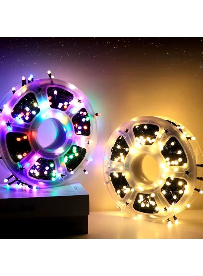 فيو سلسلة أضواء LED بطول 50 متر للداخل والخارج، أضواء احتفالية قابلة للتوصيل، أضواء وامضة للأشجار والغرف وغرف النوم وحفلات الزفاف وأعياد الميلاد وعيد الفطر ورمضان وديبافالي ورأس السنة، لون أبيض دافئ، سلك أسود - Image 2