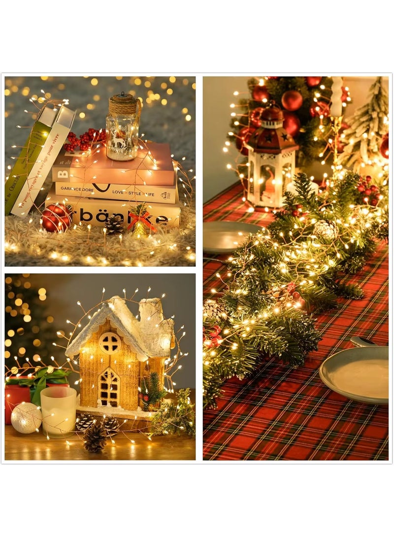 فيو سلسلة أضواء LED بطول 50 متر للداخل والخارج، أضواء احتفالية قابلة للتوصيل، أضواء وامضة للأشجار والغرف وغرف النوم وحفلات الزفاف وأعياد الميلاد وعيد الفطر ورمضان وديبافالي ورأس السنة، لون أبيض دافئ، سلك أسود - Image 3