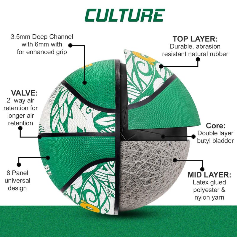 synco Culture Basketball Size-7 | Men Official Size | Moulded Technology | 8 Panel | Suitable for Indoor & Outdoor Games (Green White) - Image 4
