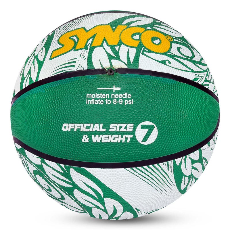 synco Culture Basketball Size-7 | Men Official Size | Moulded Technology | 8 Panel | Suitable for Indoor & Outdoor Games (Green White) - Image 2