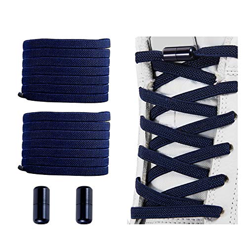 Alegrianan No Tie Shoelaces, Elastic Shoelaces for Adults/Kids，Elastic No Tie Shoe Laces Navy Blue - Image 1